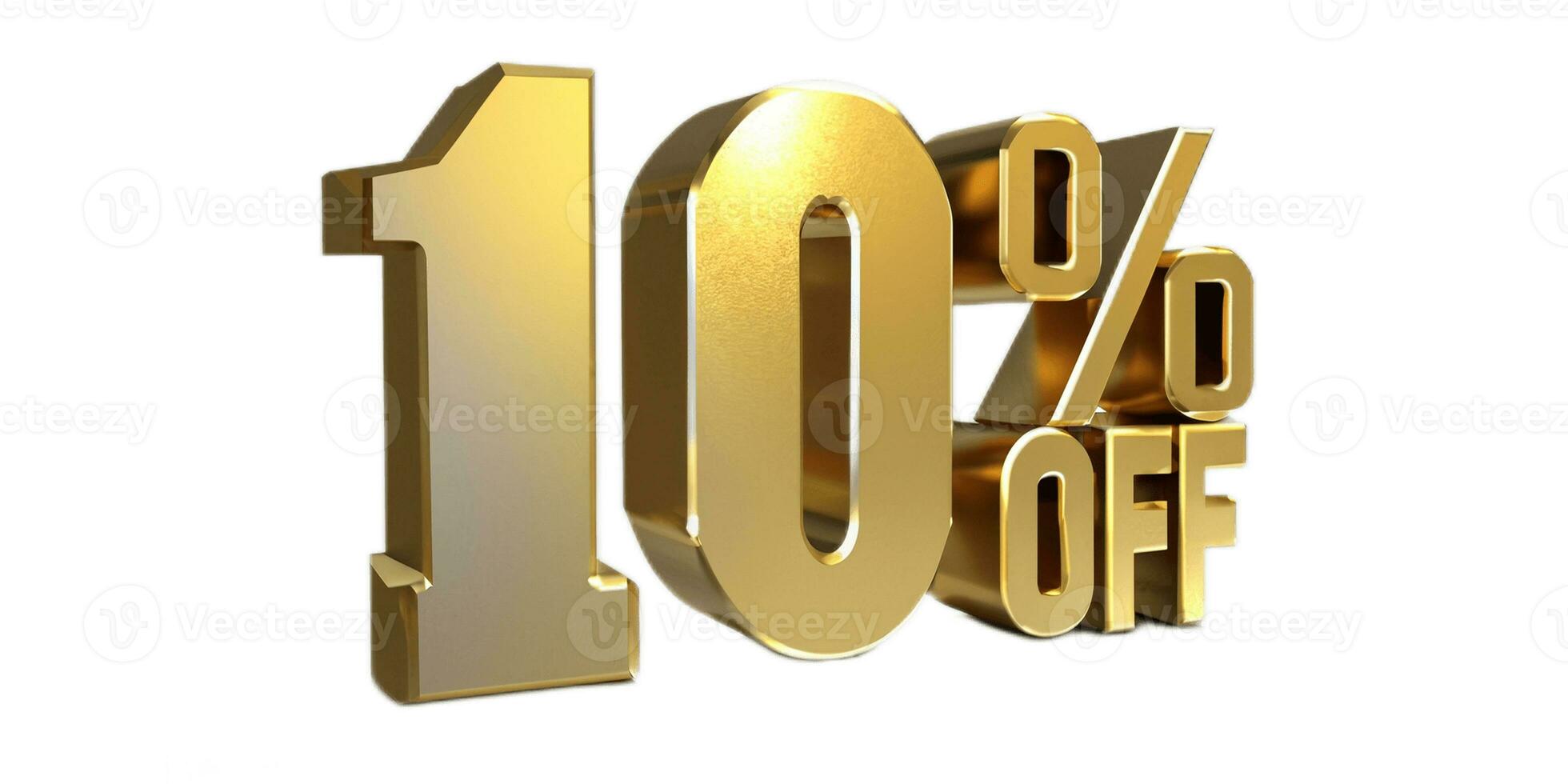 10 procent av guld 3d text runda 10 procent försäljning promo baner med 3d former. foto