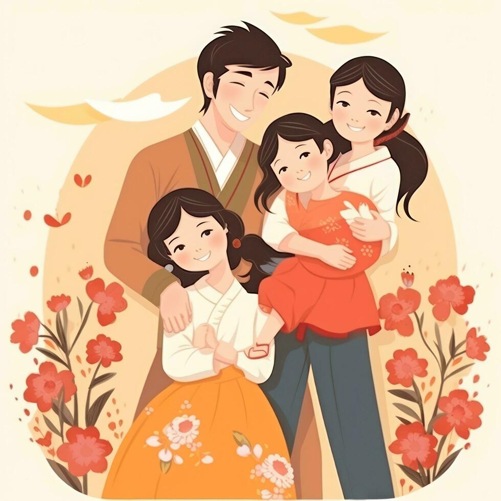 Semester familj illustration foto