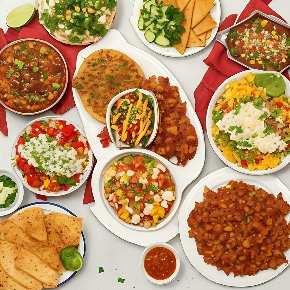 en tallrik av mexikansk snabb mat maträtter foto