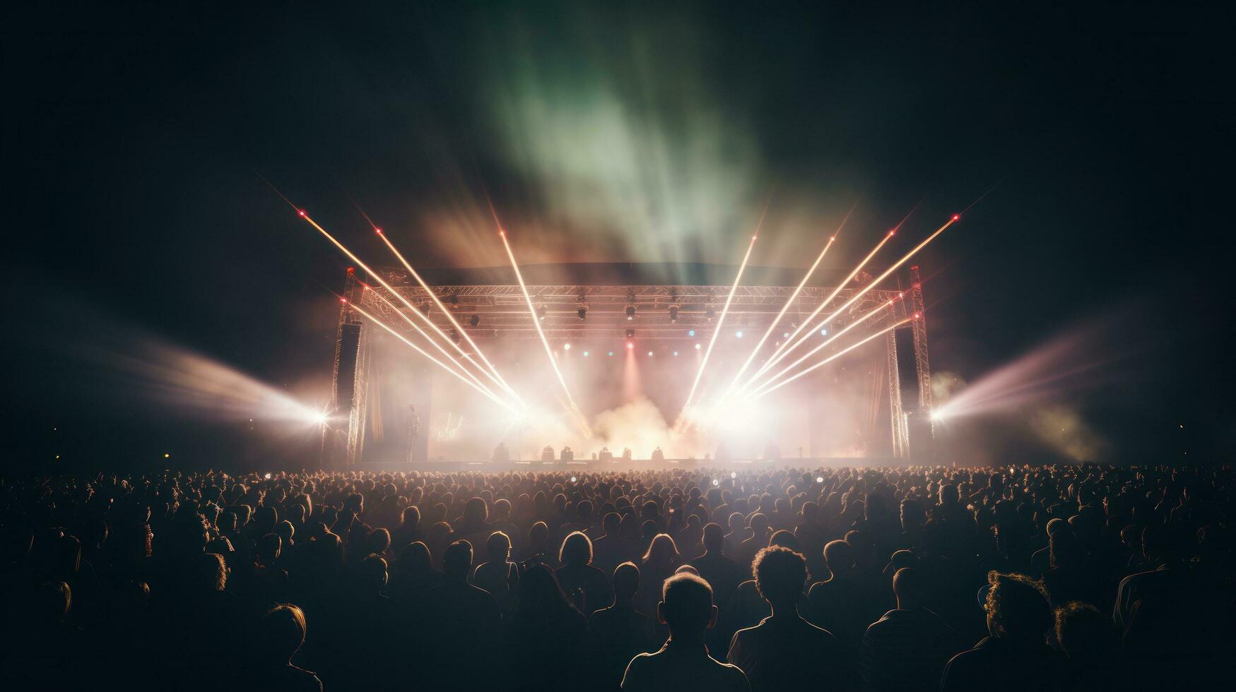 fyrverkeri lampor under konsert festival i en nattetid, i folkmassan foto