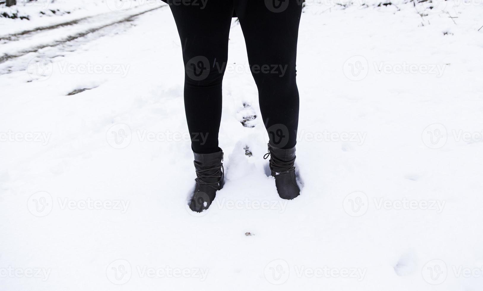 snöig skogskvinna foto