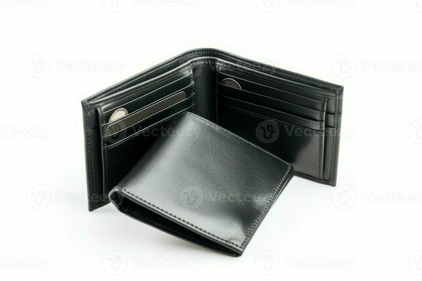 svart läder plånbok bankverksamhet. generera ai foto