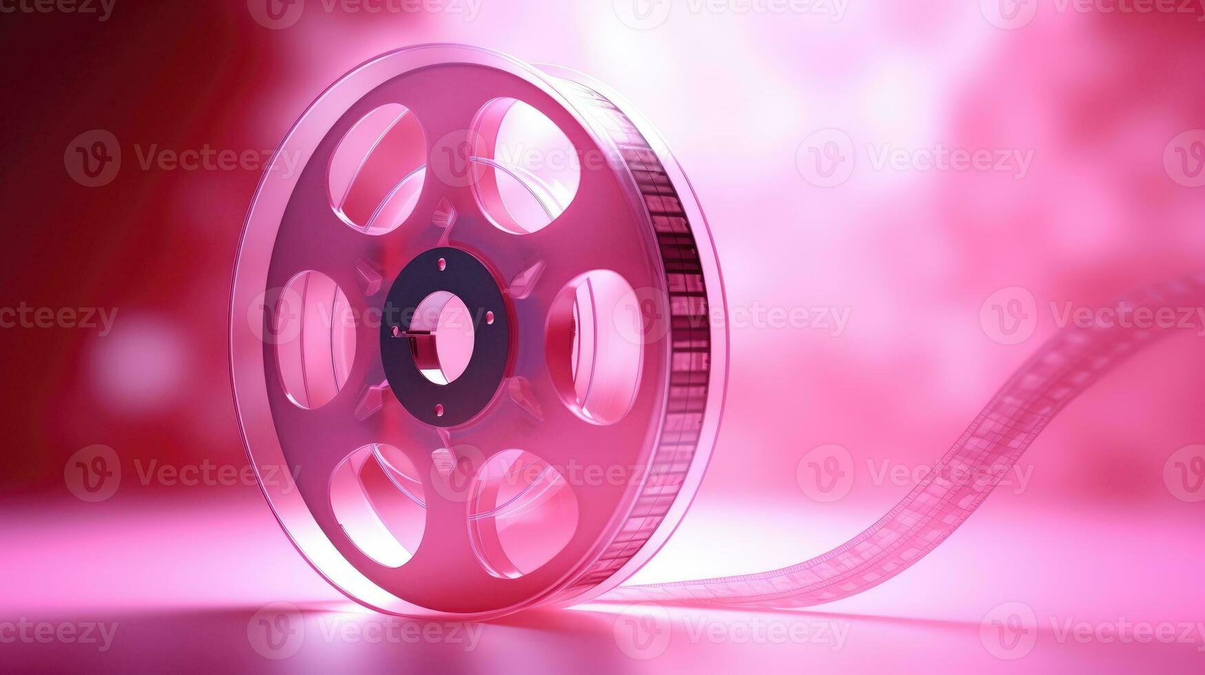 film rulle på rosa suddig bakgrund. filmer för flickor och tecknade serier för barn foto