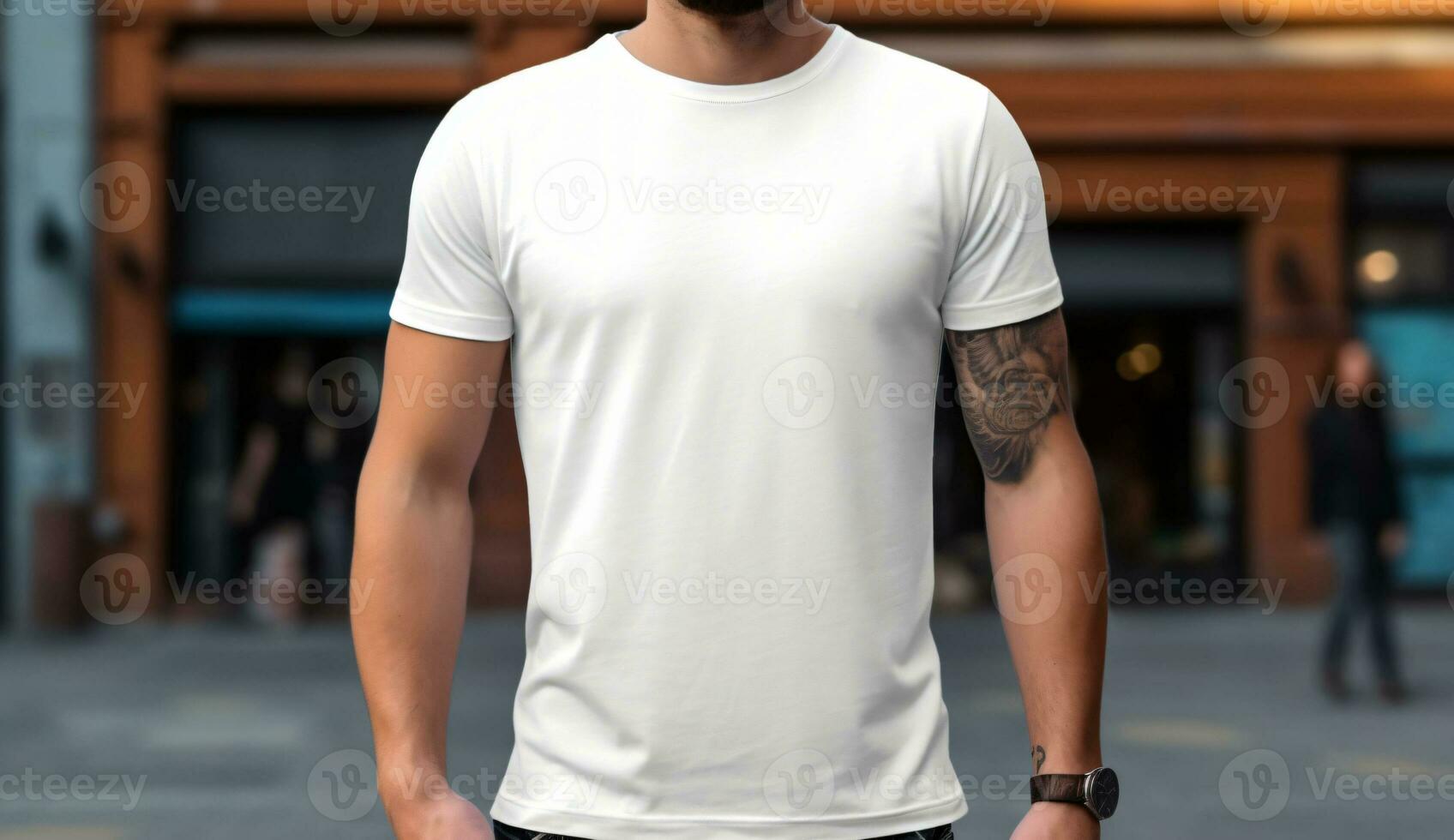 vit tshirt attrapp mall för man foto