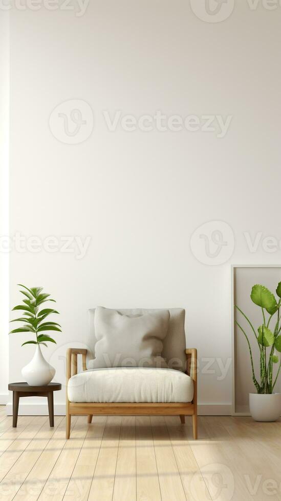 modern och minimalistisk interiör levande rum design med riklig kopia Plats för beställnings- text ai generativ foto