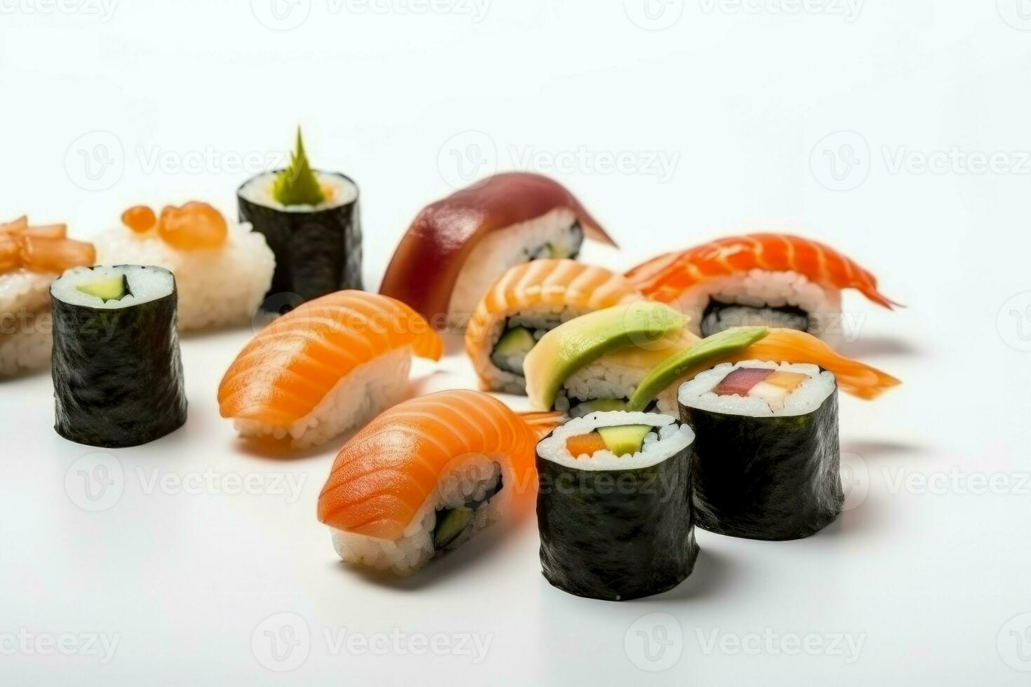olika sushi maki. generera ai foto