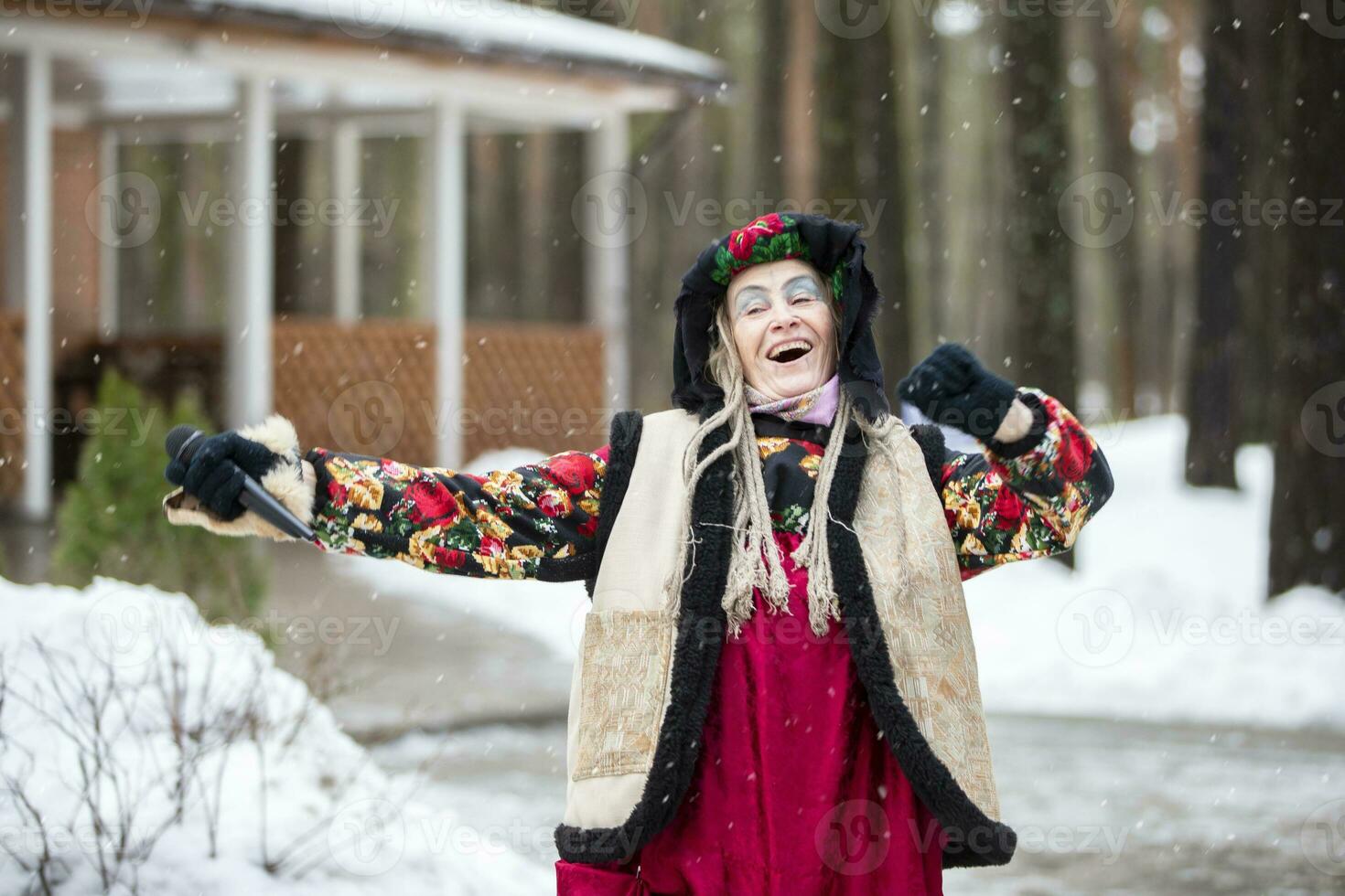 baba yaga. fe- berättelse karaktär ondska mormor från ryska fe- berättelse. halloween kostym. foto