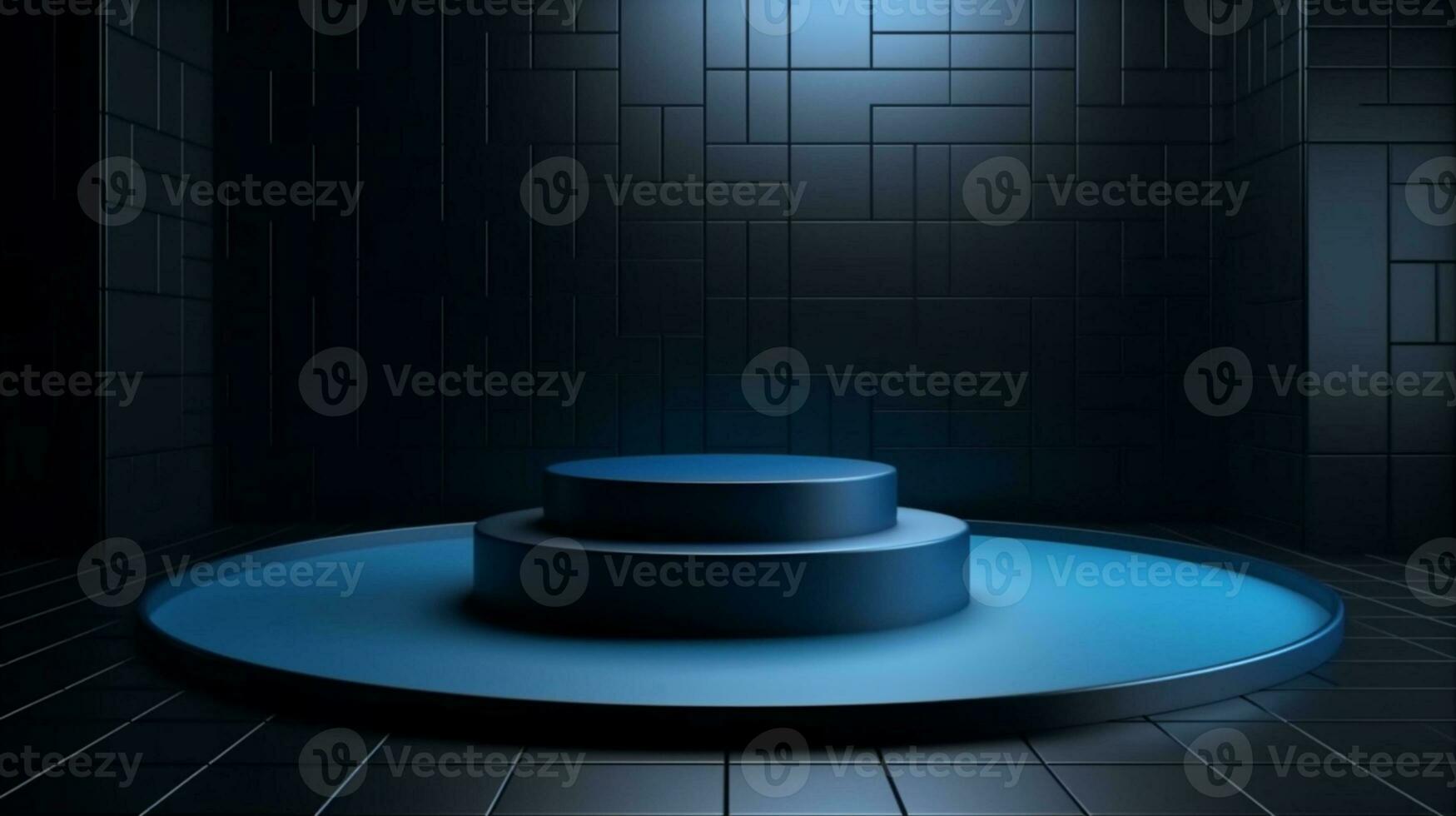 blå podium skede 3d bakgrund av tömma Plats visa scen modern studio bakgrund visa ai genererad foto