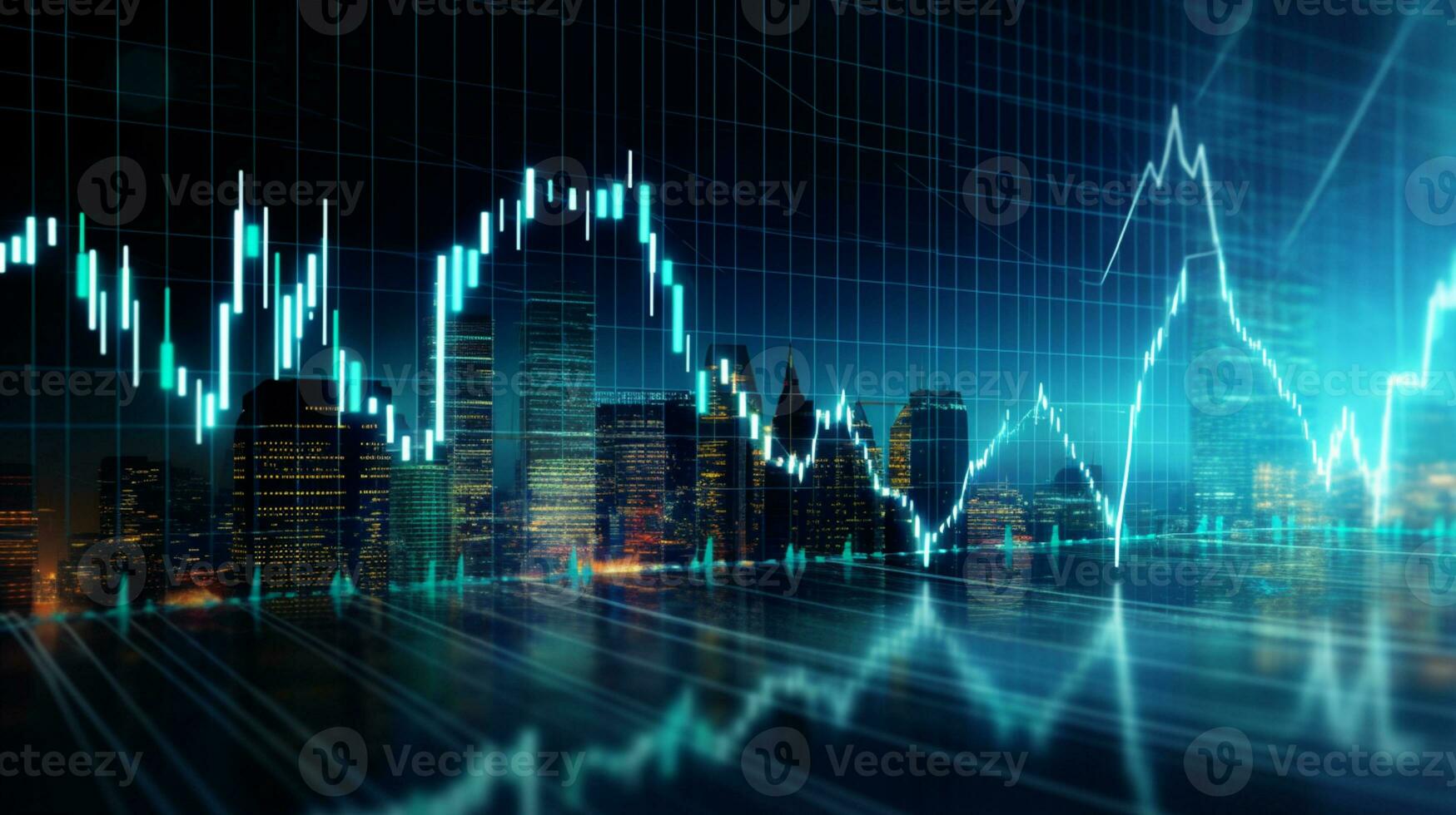 guld handel Diagram stock analys på tillväxt finansiell företag pengar marknadsföra 3d bakgrund ai genererad foto