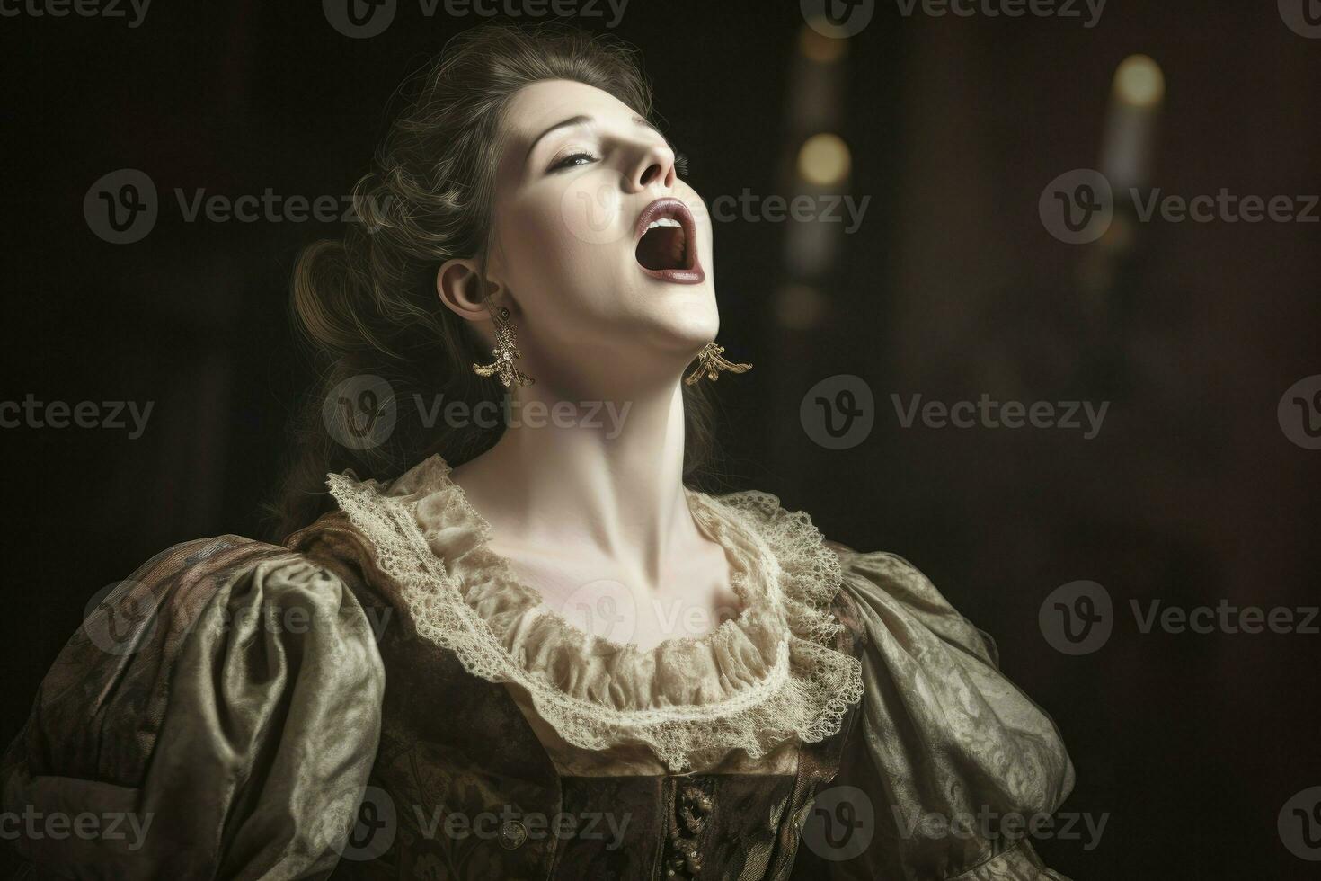 opera sångare kvinna klänning. generera ai foto