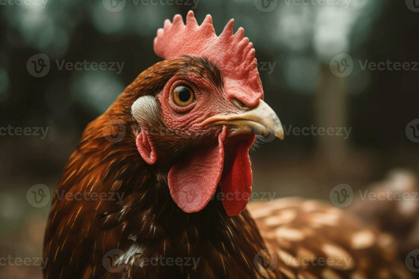 kyckling huvud närbild se. generera ai foto