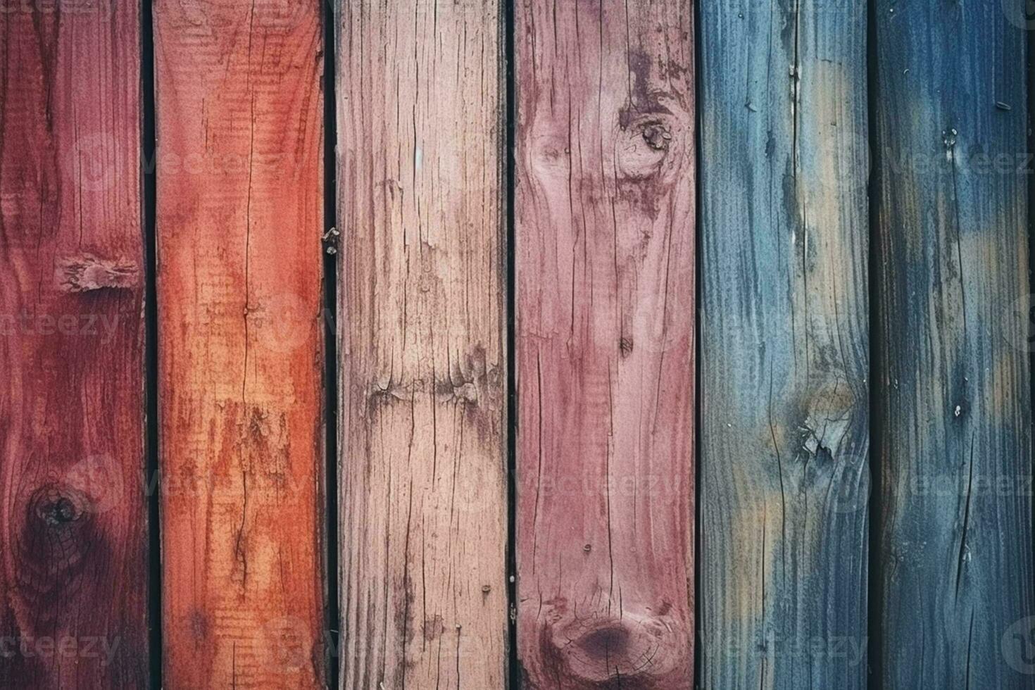 gammal grungy färgrik trä bakgrund ai genererad foto