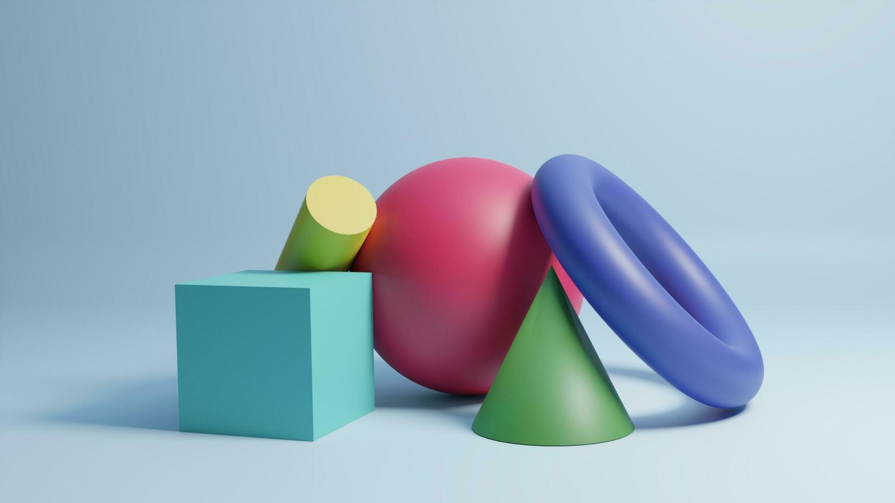 geometrisk 3d framställa realistisk former med blå bakgrund foto