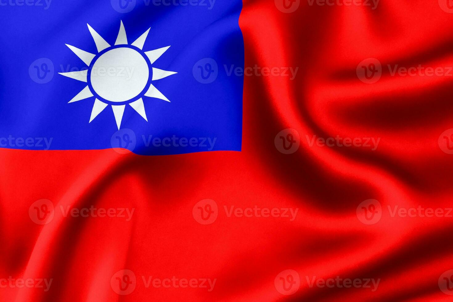 taiwan flagga av silke med anpassningsbar Plats för text. 3d framställa foto