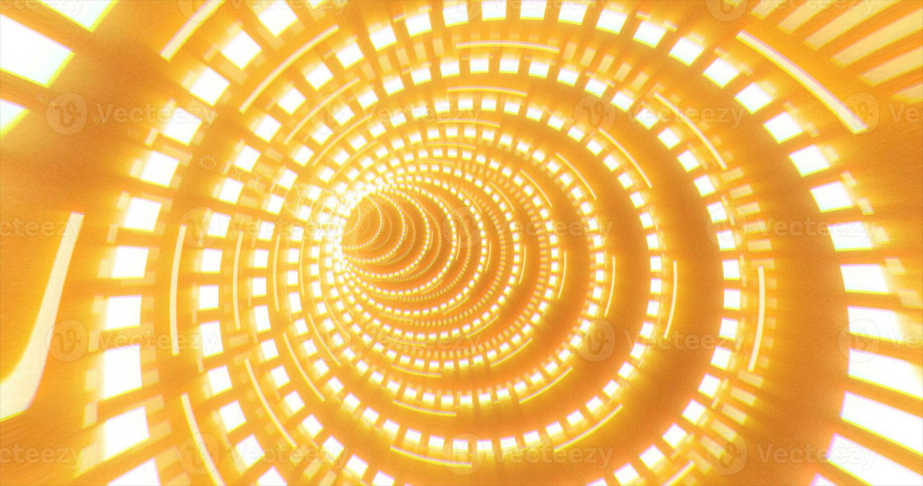 abstrakt trogen gul hi-tech tunnel från energi cirklar och magi rader bakgrund foto