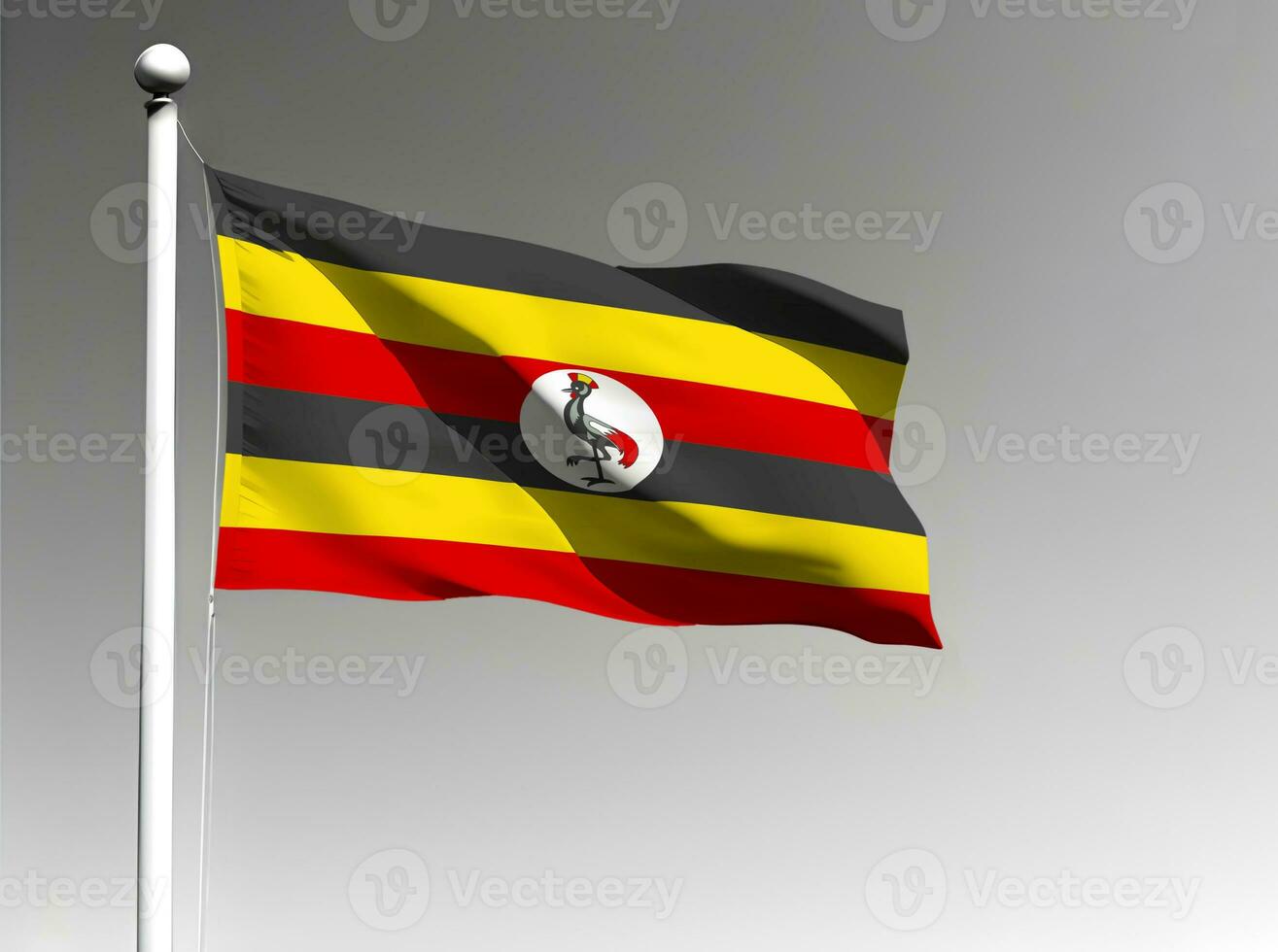 uganda nationell flagga vinka på grå bakgrund foto