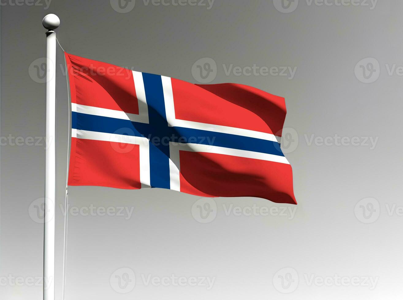 Norge nationell flagga vinka på grå bakgrund foto