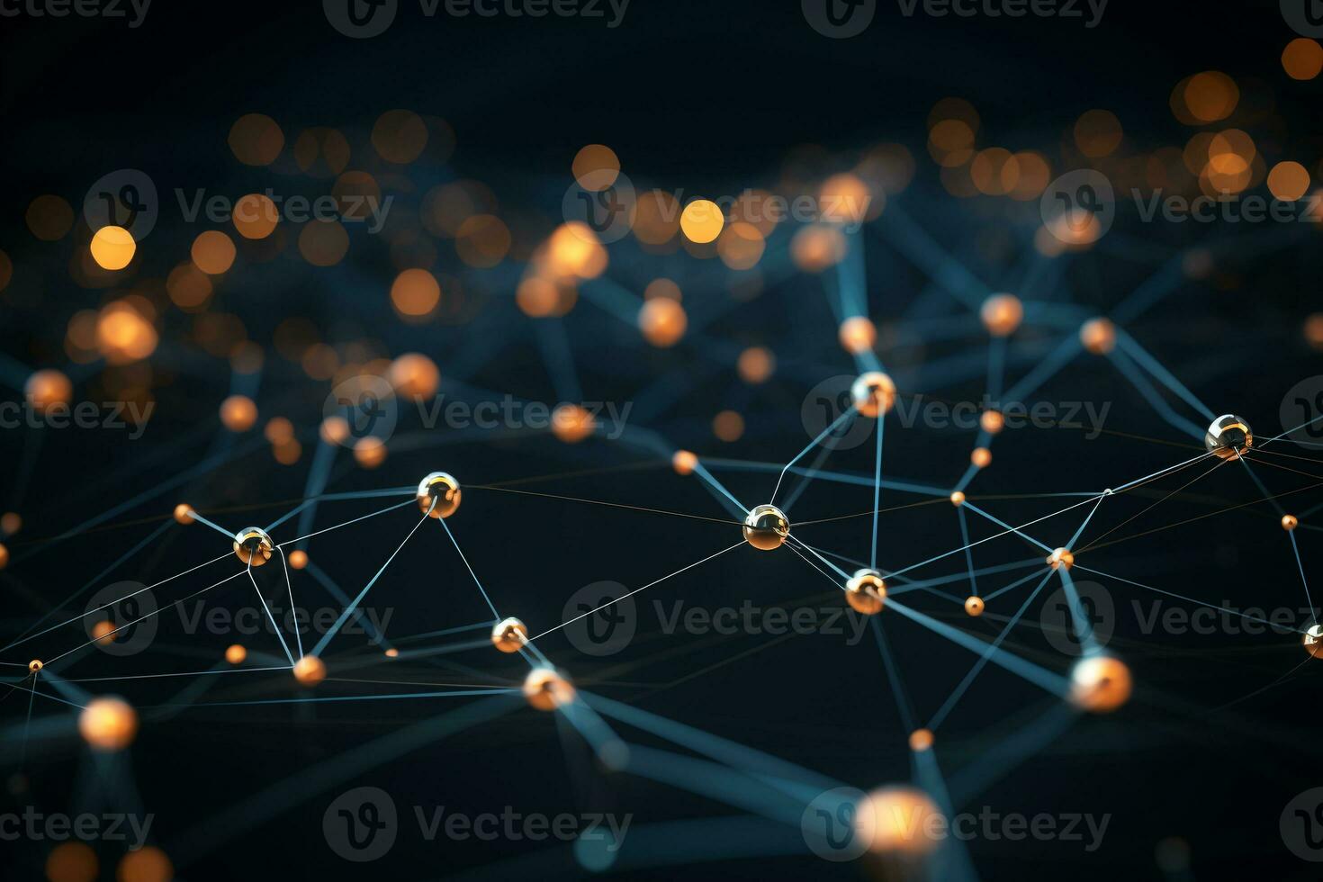 trogen visualisering av sammankopplade digital knutpunkter med mörk bakgrund och riklig kopia Plats ai generativ foto