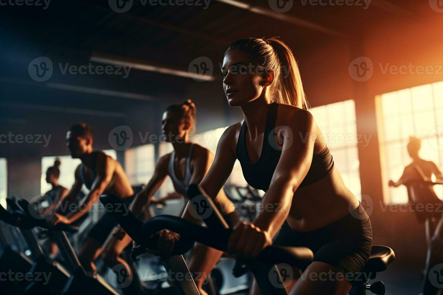 hög intensitet lagarbete - en modern Gym träna session ai generativ foto