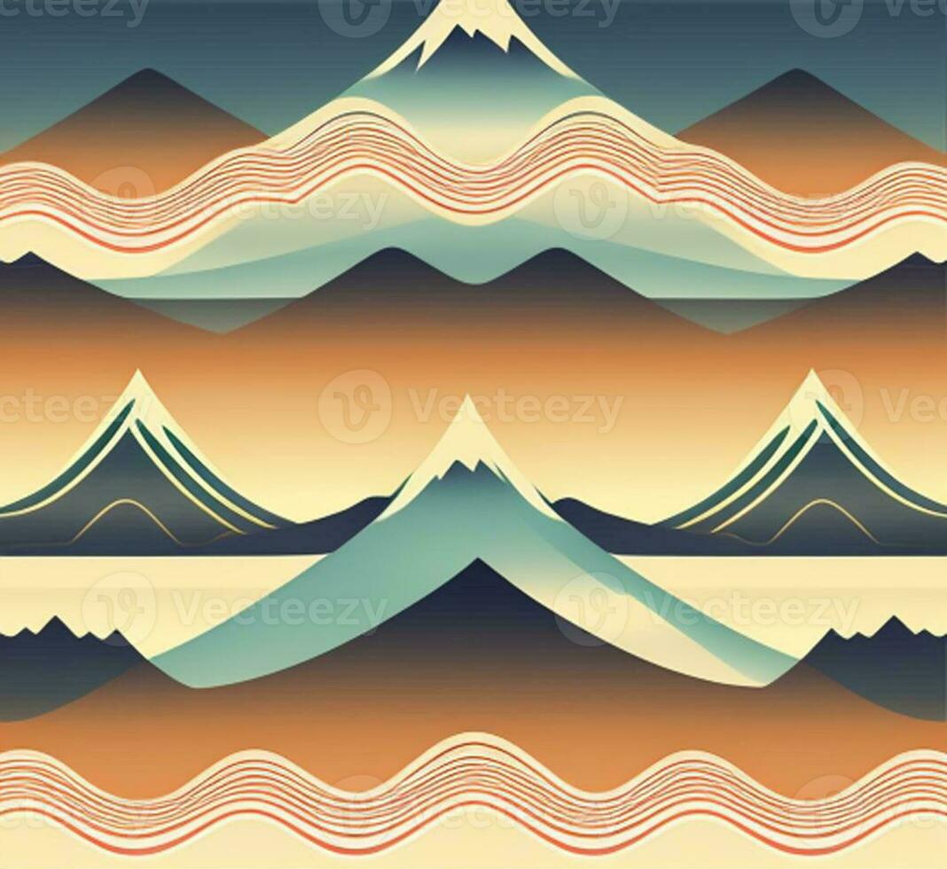 japansk bakgrund med linje vågmönster vektor. abstrakt mall med geometriska mönster. berg layout design i orientalisk stil. foto
