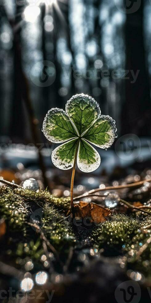 en fantastisk isig vitklöver i de mitten av de skog ai genererad bild foto