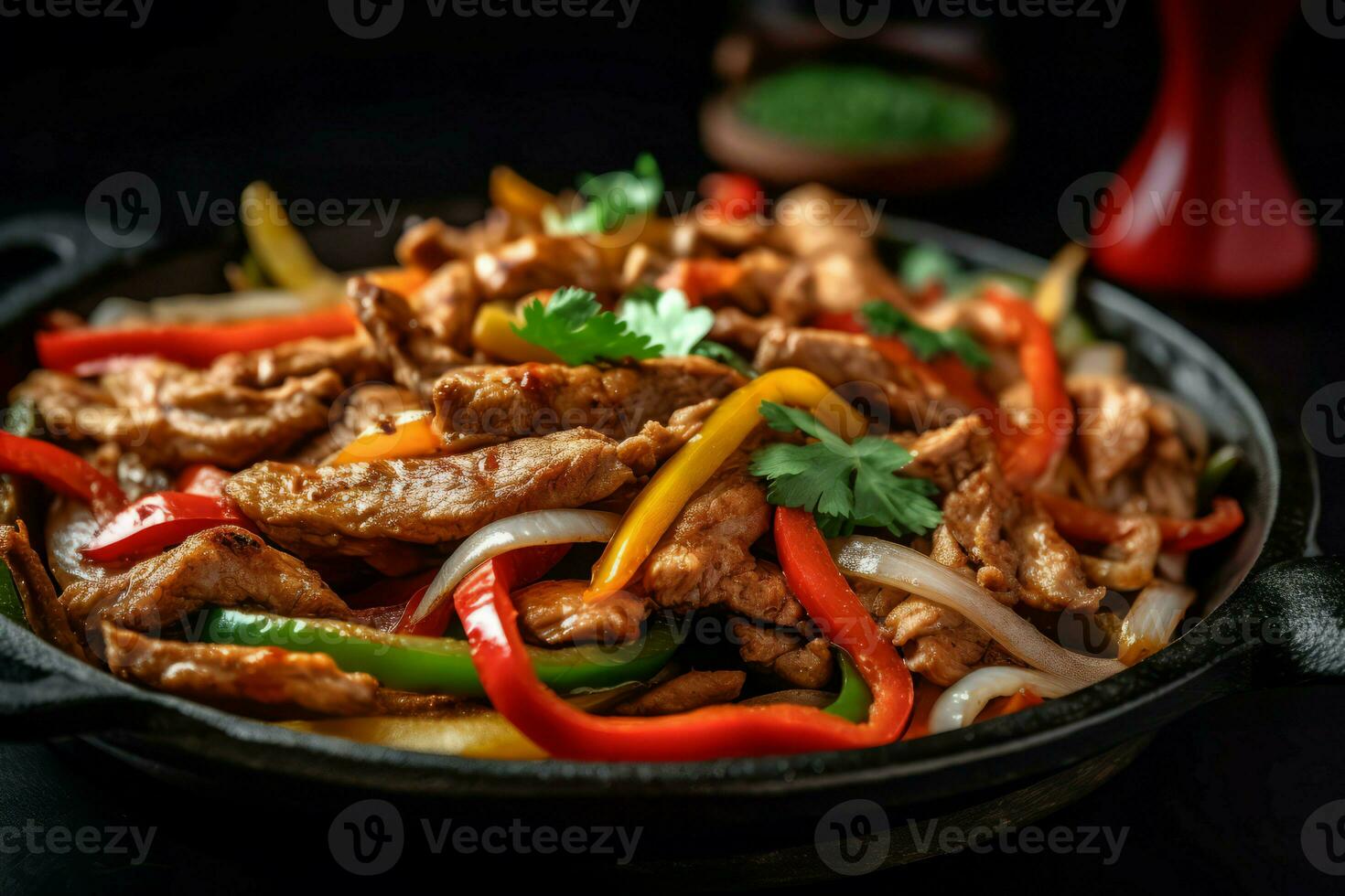 gott fajitas tallrik. generera ai foto