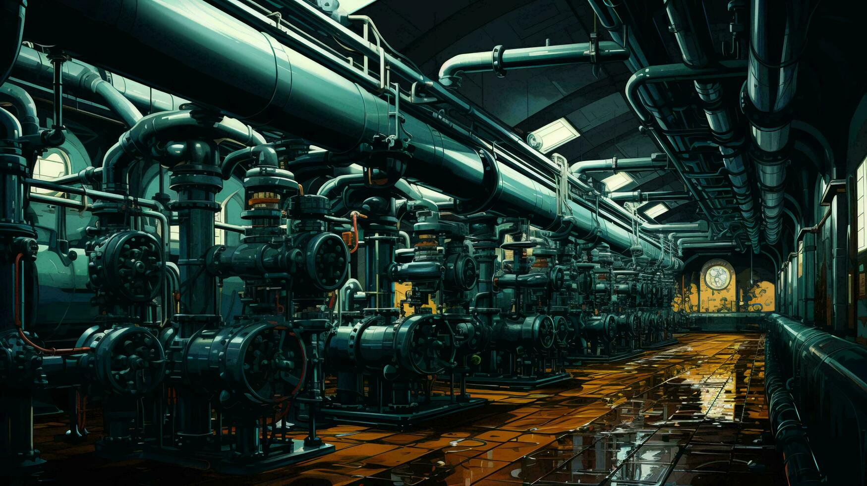 rörledningar med ventiler och kemisk Utrustning i ett industriell växt foto