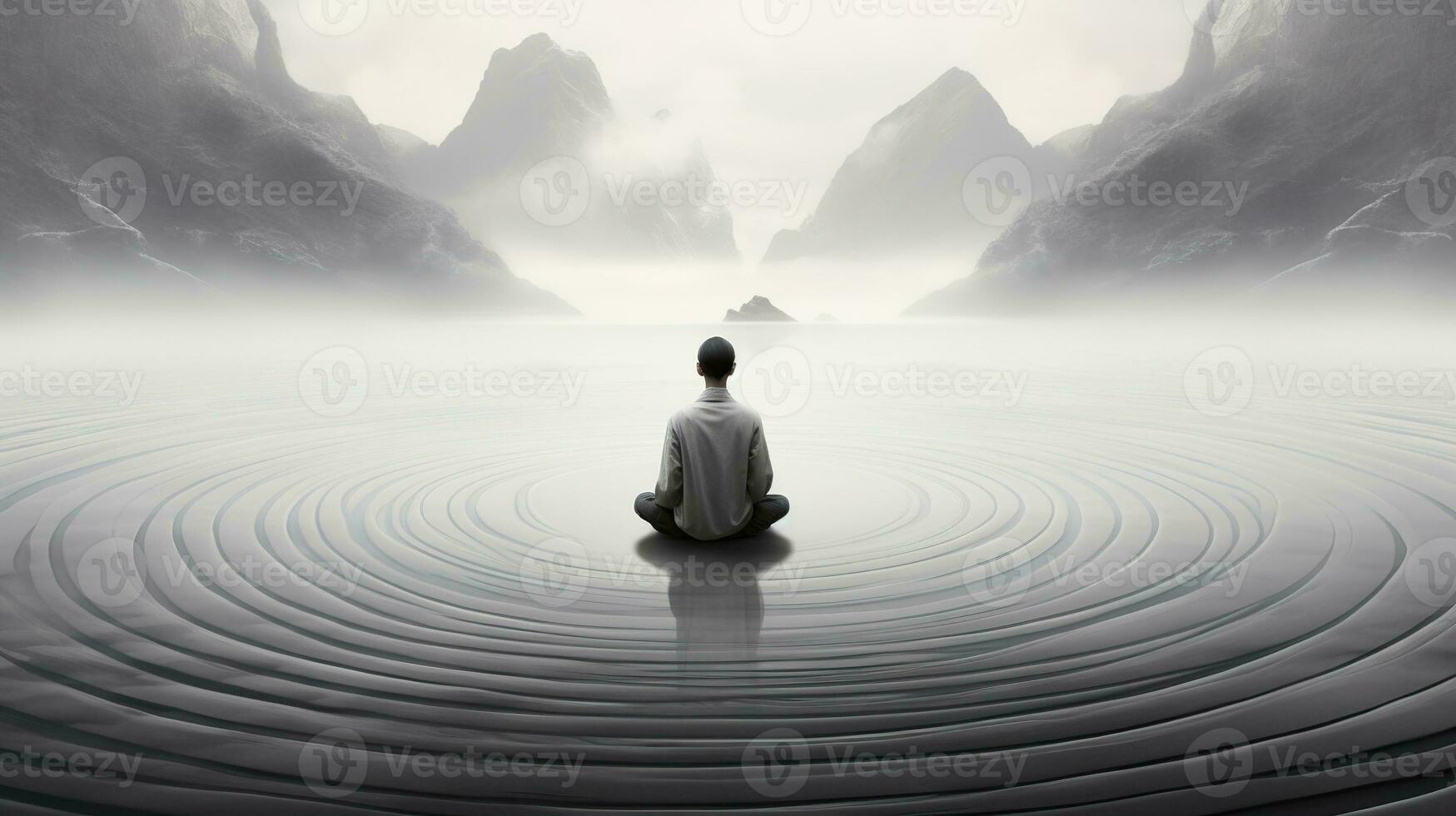generativ ai, zen trädgård, hypnotisk enkel illustration, lugna koppla av och meditation begrepp foto