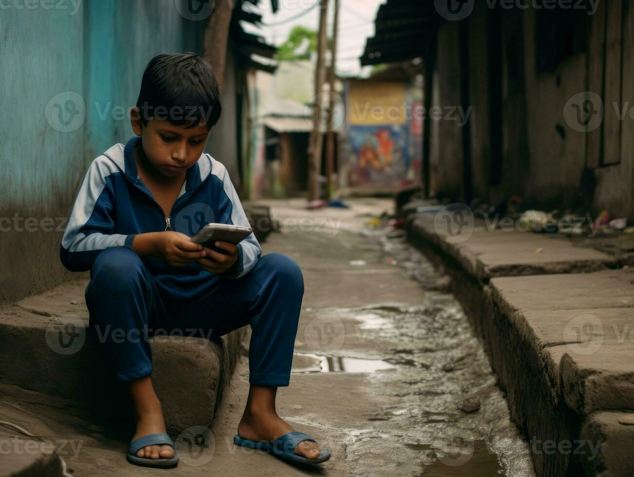 unge från colombia använder sig av smartphone för spelar spel ai generativ foto