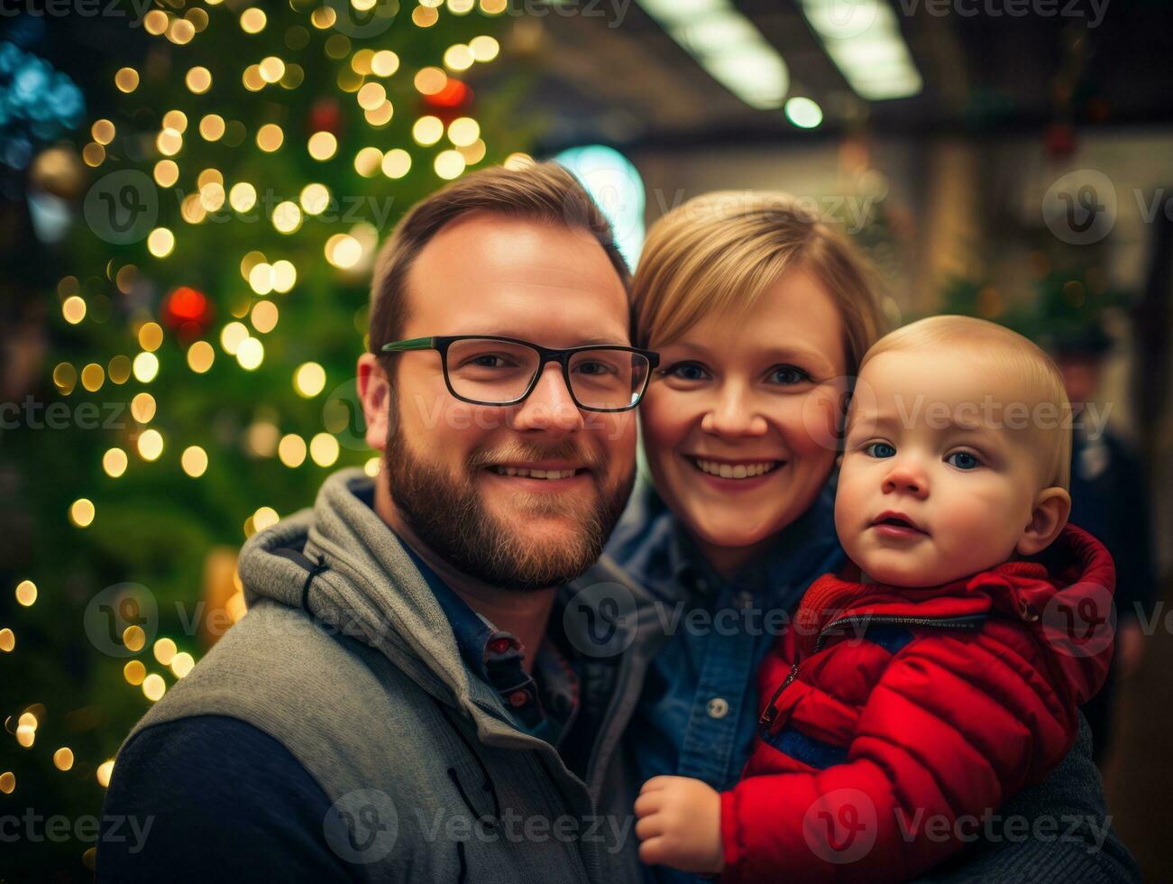 de familj åtnjuter fira jul eve tillsammans ai generativ foto