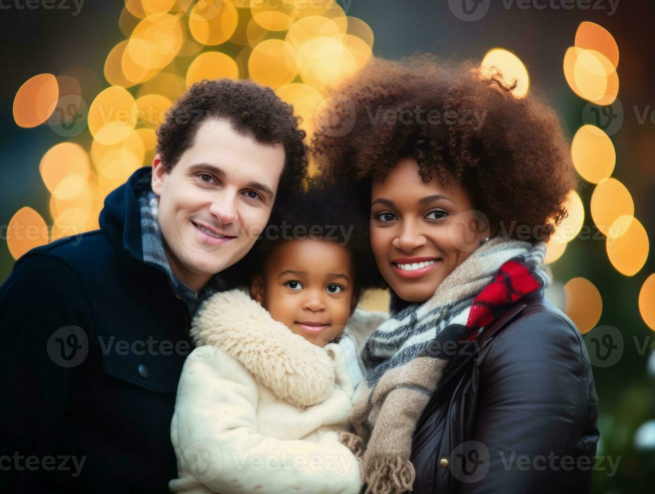 de interracial familj åtnjuter fira jul eve tillsammans ai generativ foto