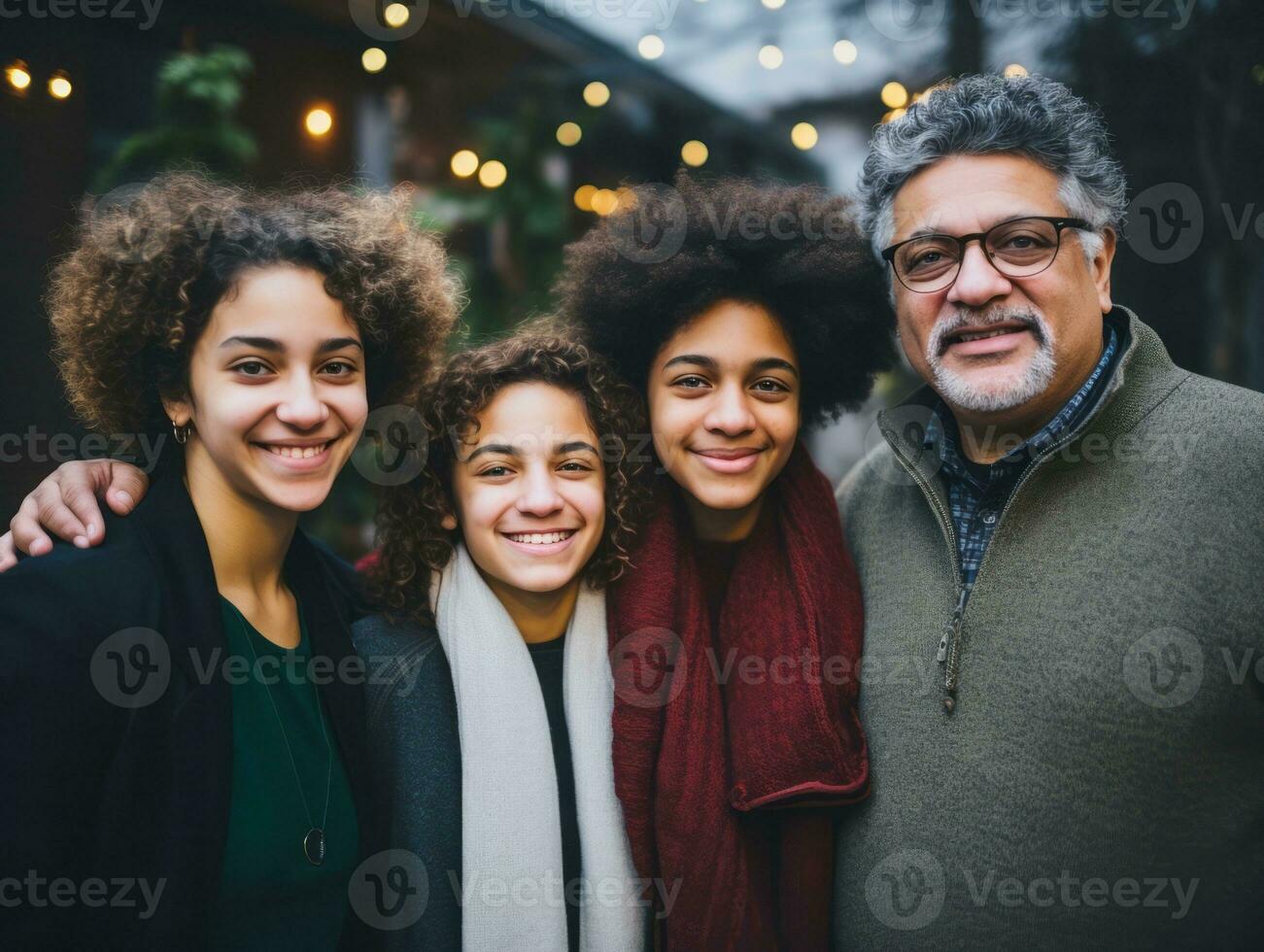 de interracial familj åtnjuter fira jul eve tillsammans ai generativ foto