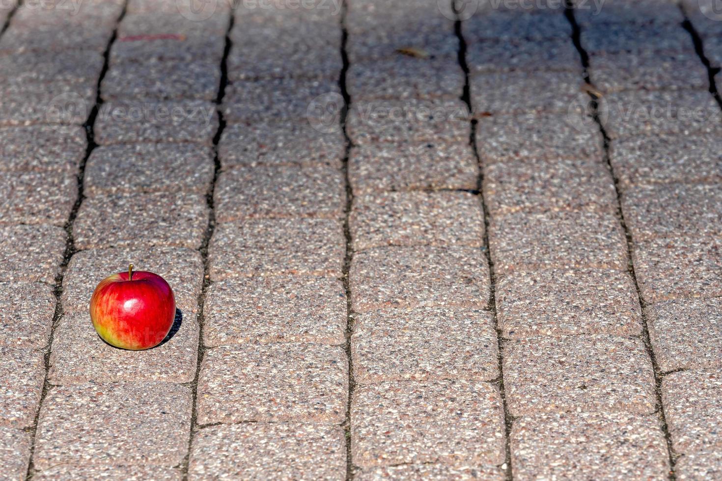 rött äpple på foten foto