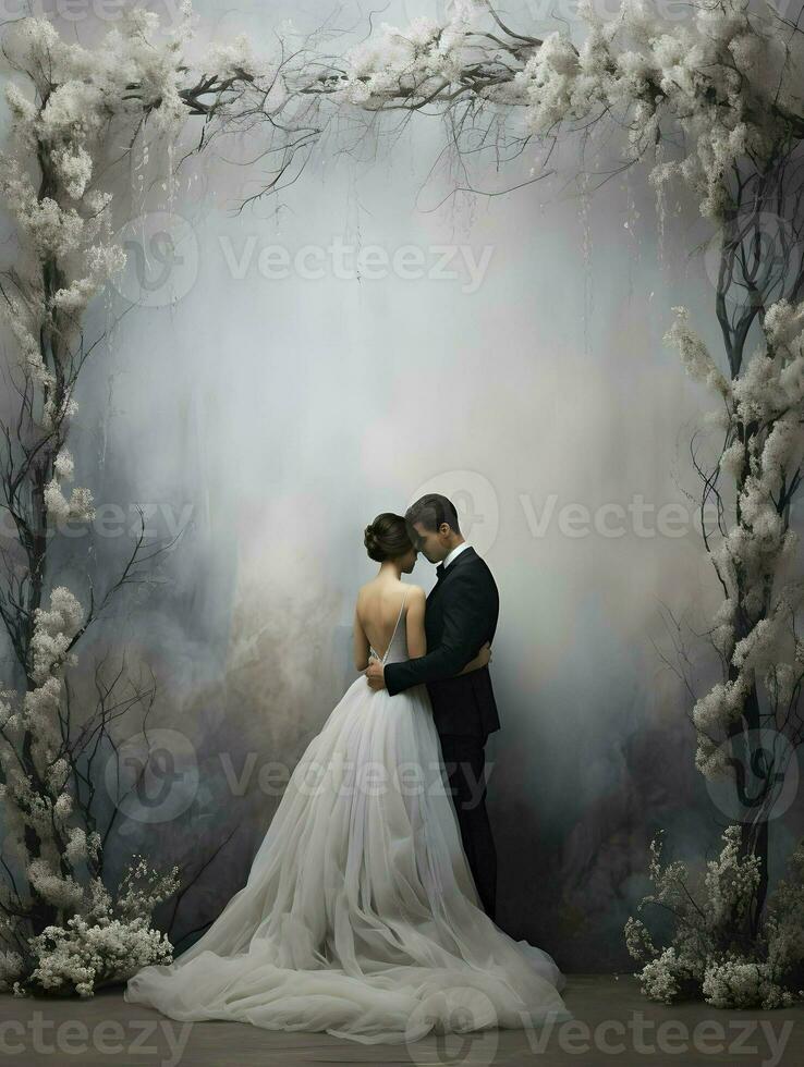 bröllop bakgrund bakgrund illustration design, par i kärlek, äktenskap, brud, generativ ai foto