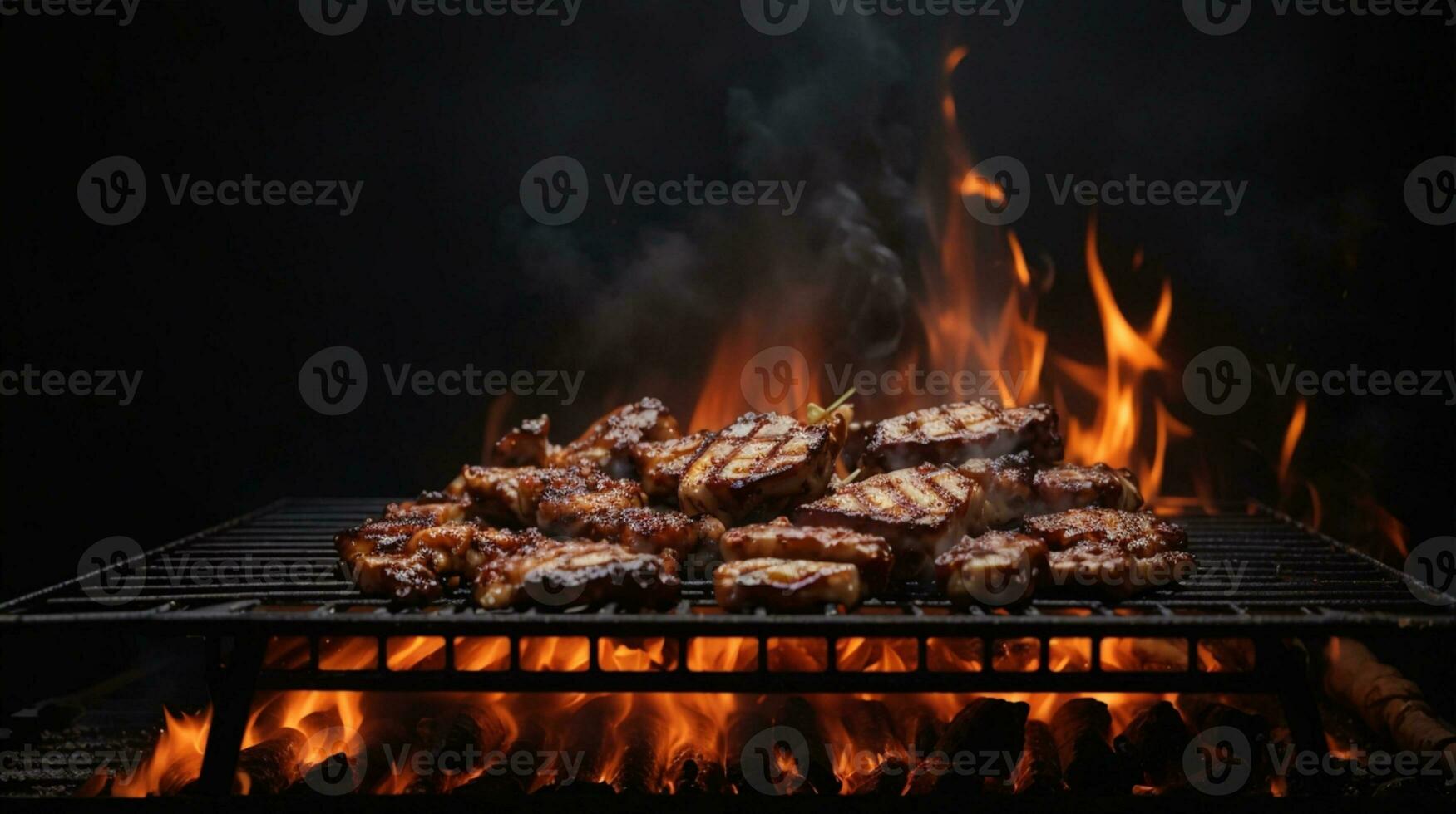 grill bakgrund - tömma sparken utegrill på svart. ai genererad foto