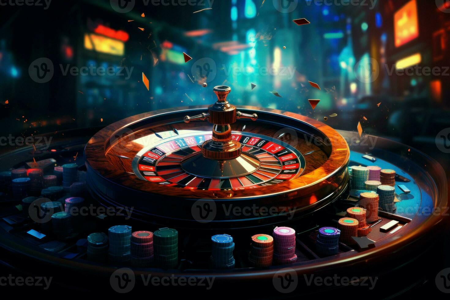 vibrerande kasino roulett bakgrund. generera ai foto