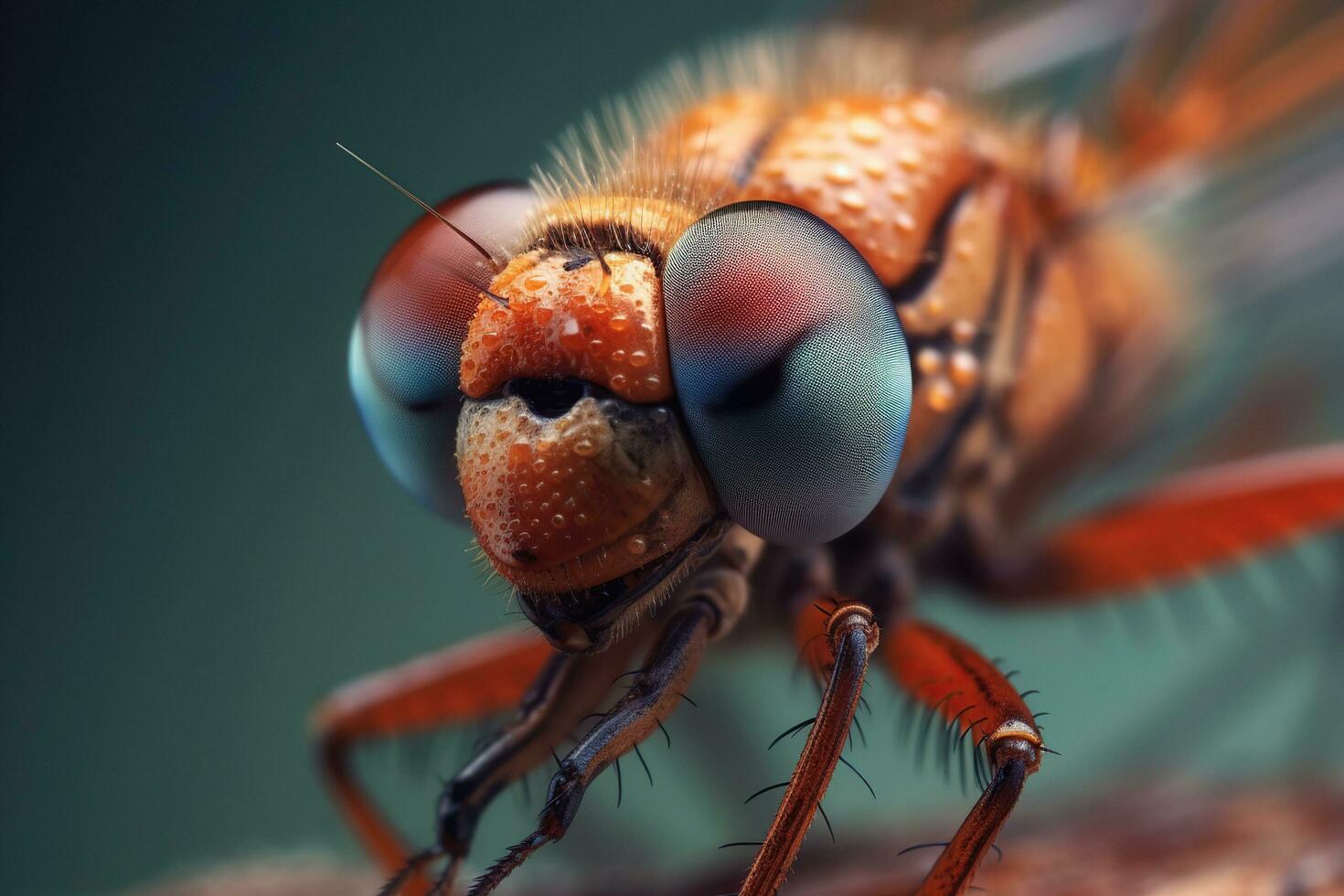 extrem makro skott öga av trollslända ai genererad, ai generativ foto