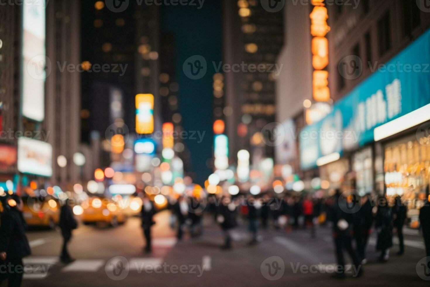 defocused fläck tvärs över urban byggnader i ny york stad. ai genererad foto