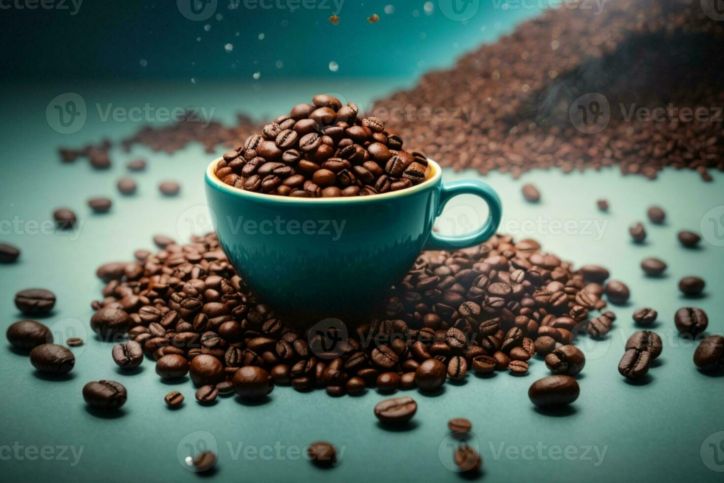 coffe begrepp med kaffe bönor. ai genererad foto