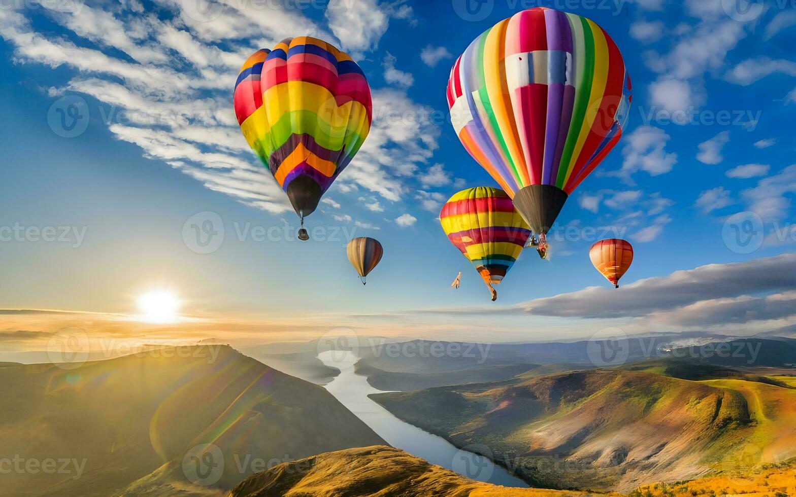 fångande de förtjusande kalejdoskop av färger, en fascinerande visa på de årlig varm luft ballong festival. ai genererad foto