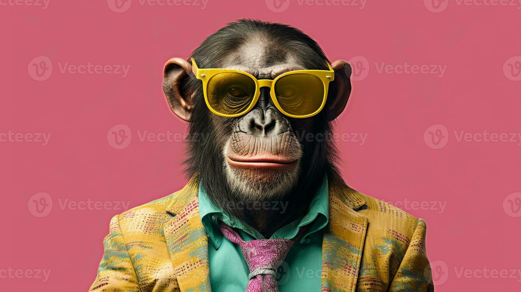 generativ ai, Häftigt schimpans solglasögon stil foto