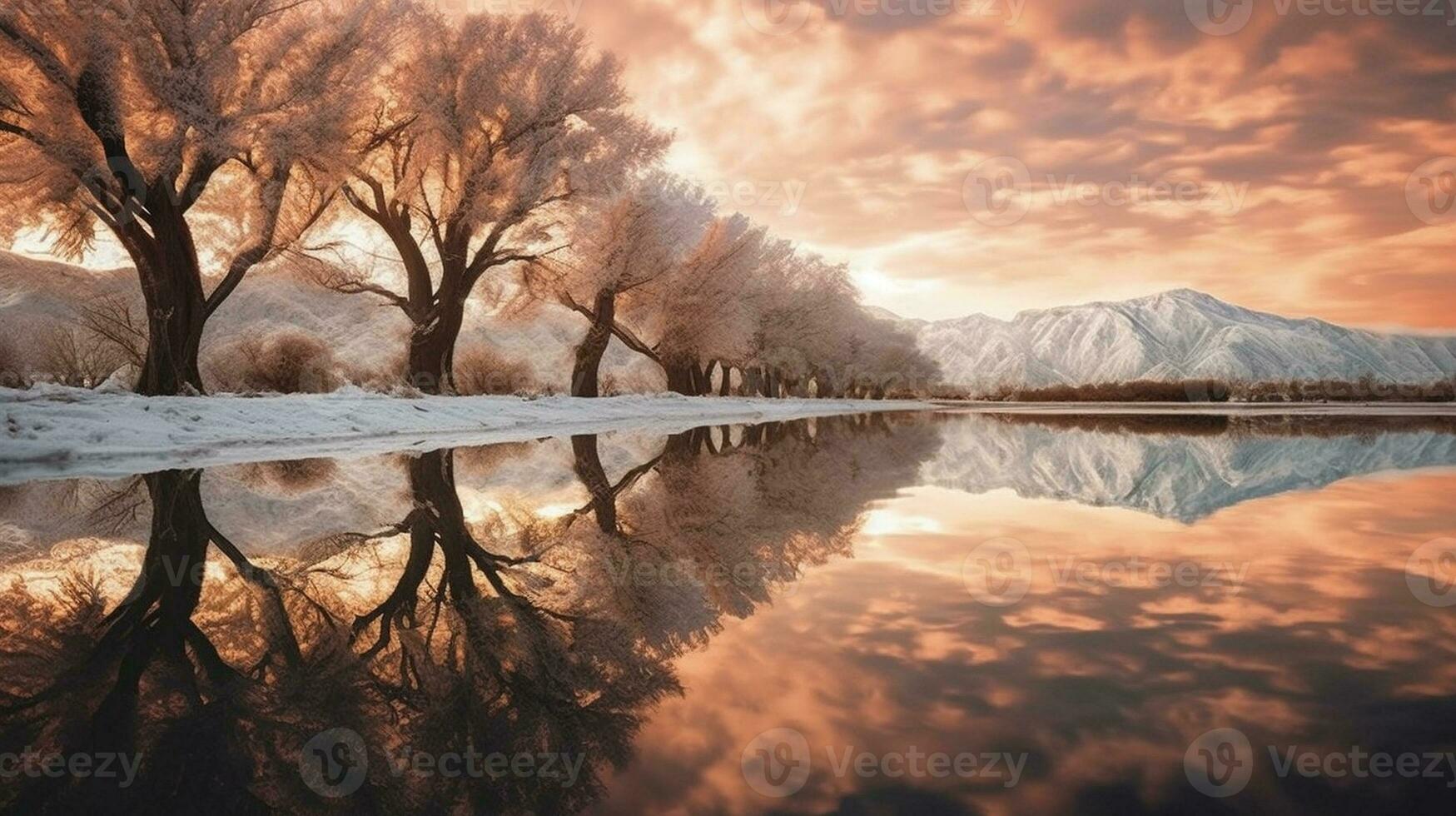 generativ ai, speglad lugn fångande de fascinerande vatten reflektioner foto