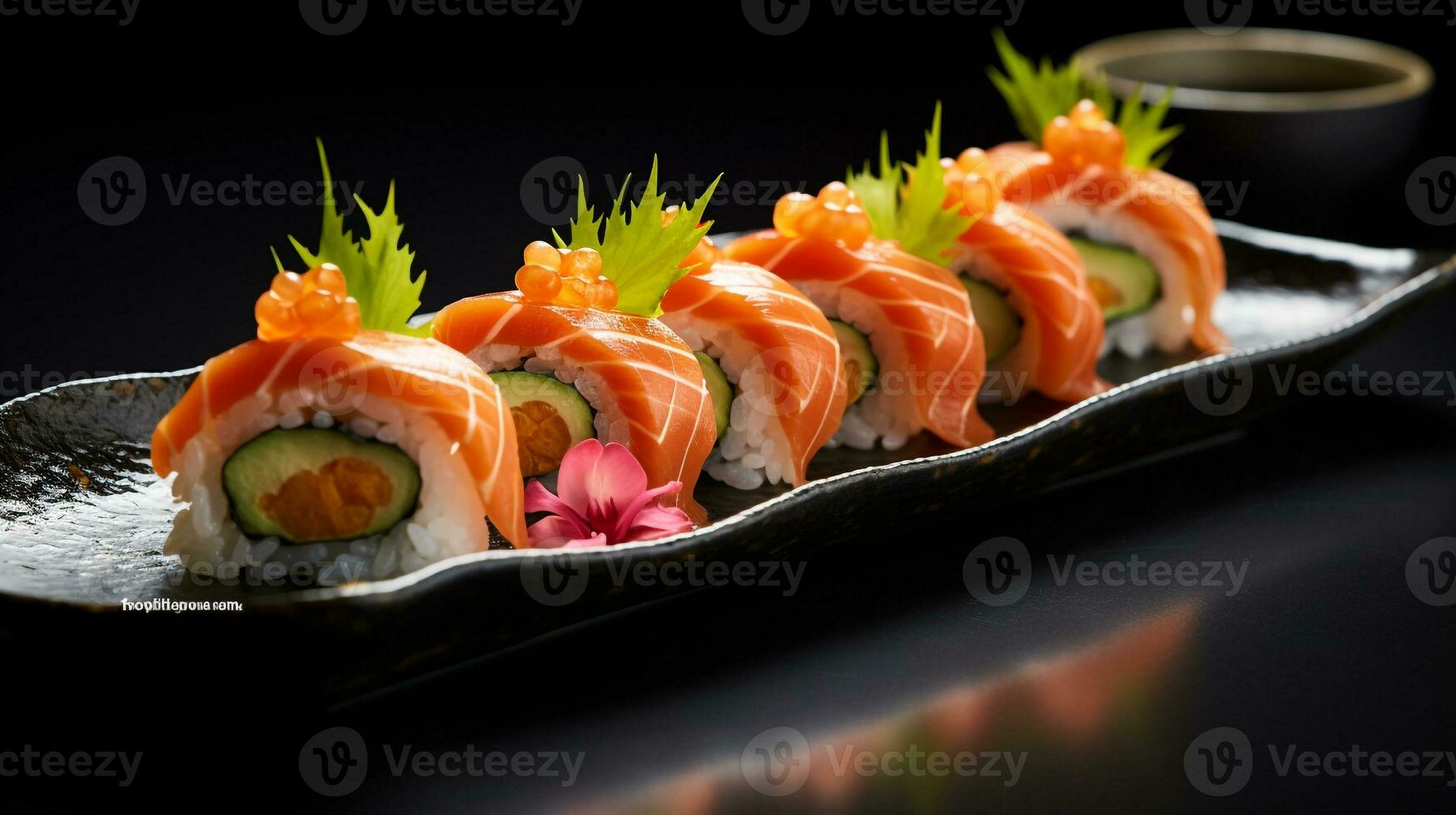 Foto av sushi som en maträtt i en high-end restaurang. generativ ai