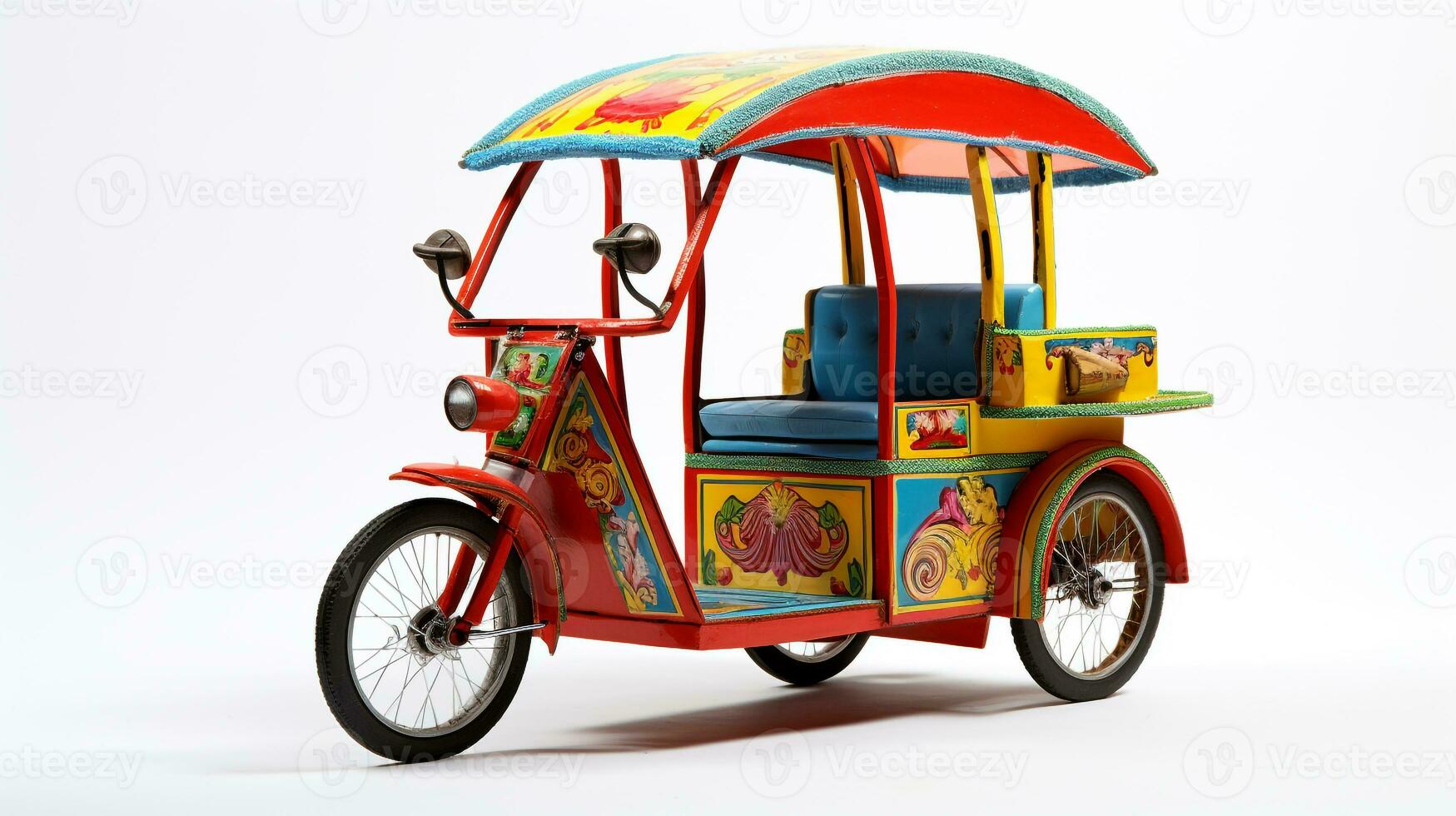 visning en 3d miniatyr- rickshaw. generativ ai foto