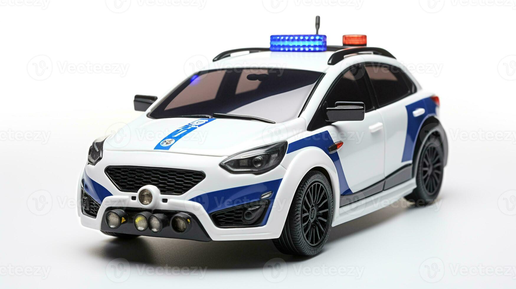 visning en 3d miniatyr- polis bil. generativ ai foto
