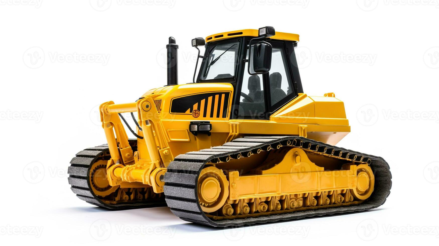 visning en 3d miniatyr- bulldozer. generativ ai foto