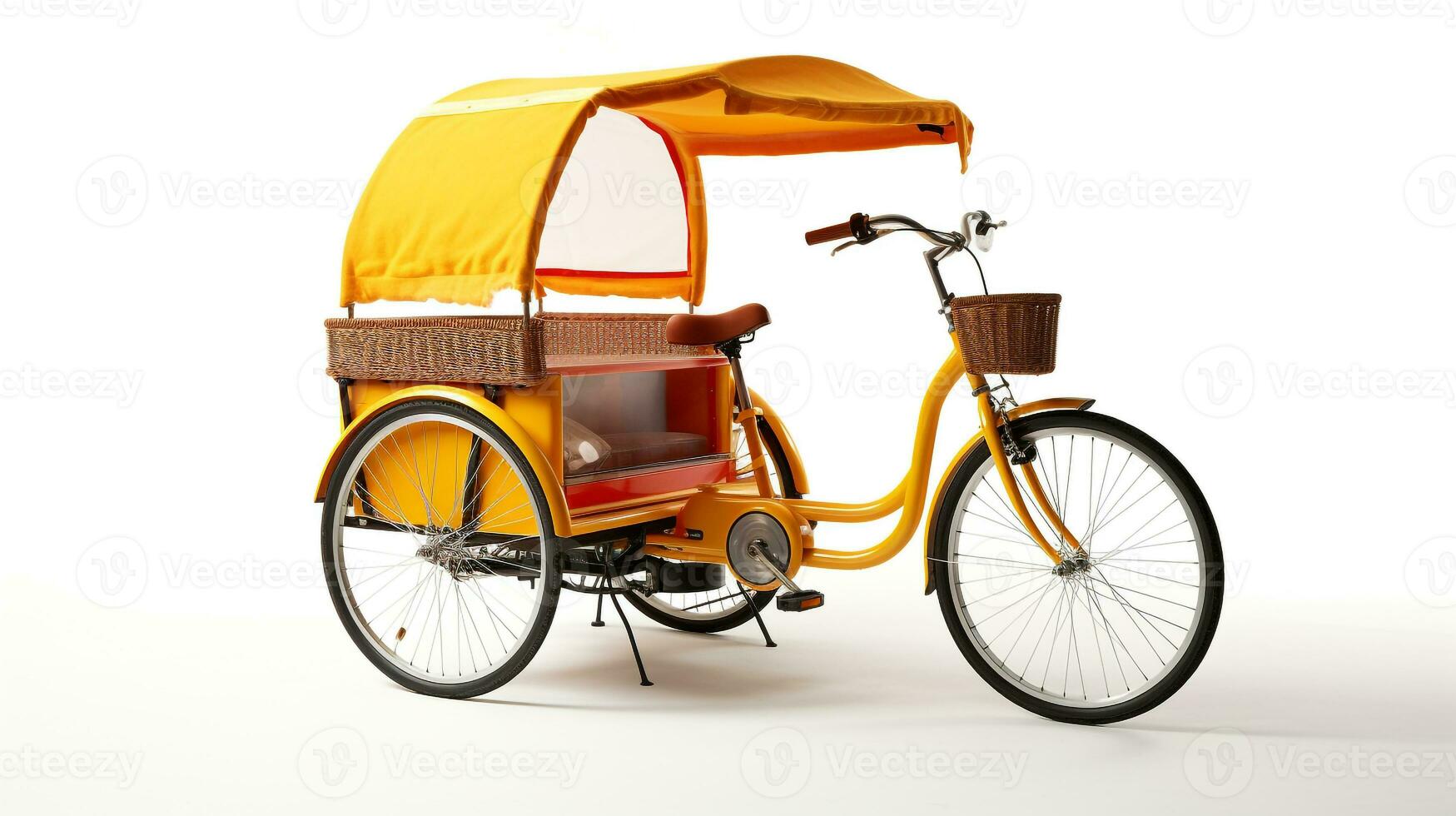 visning en 3d miniatyr- cykel rickshaw. generativ ai foto