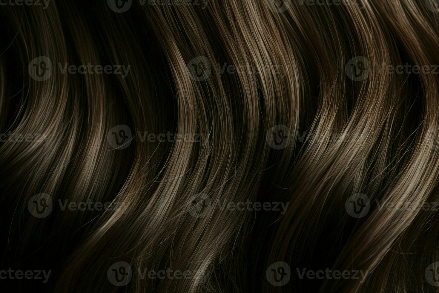 skimrande strängar brunett hår textur strålar med en fängslande glans ai genererad foto