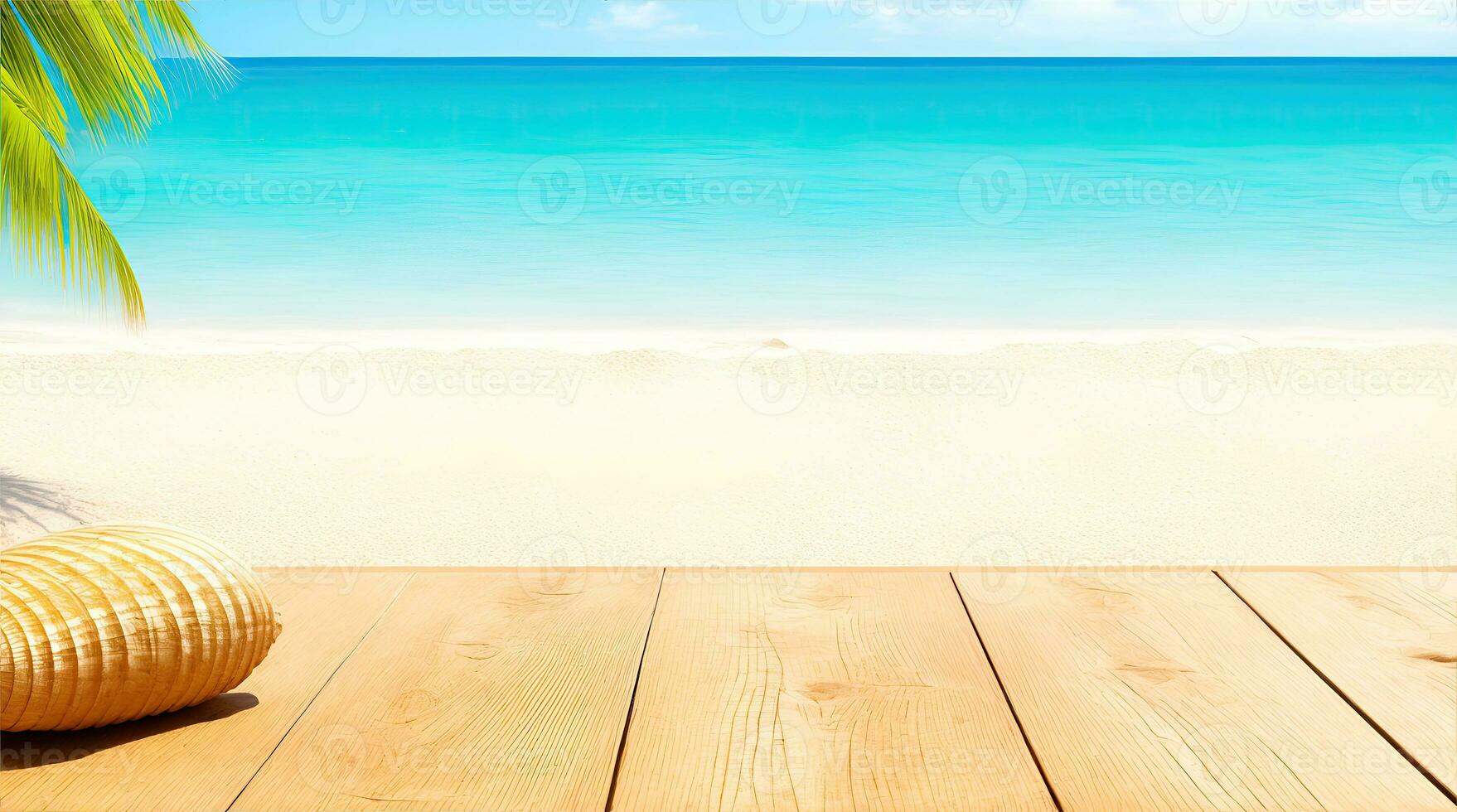 ai generativ, sommar sandig och vågig strand bakgrund foto
