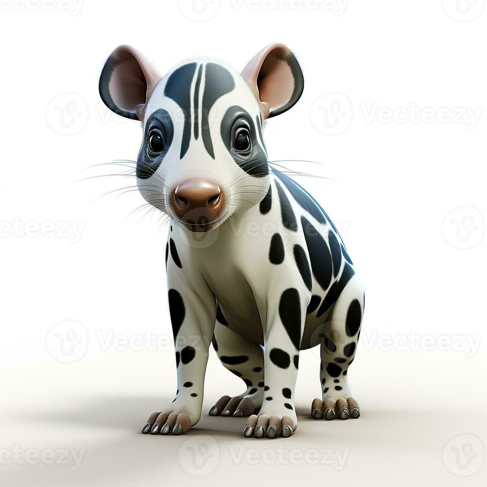 3d tecknad serie söt tapir ai foto